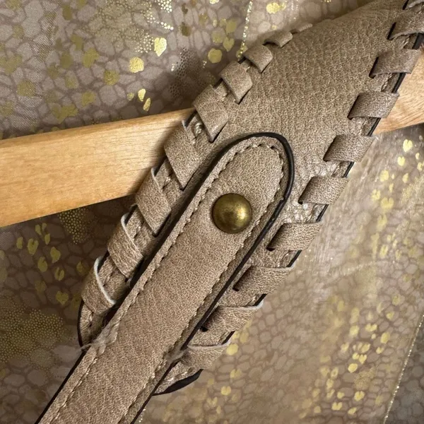 Via Luna Boutique Boho Taupe Vegan Leather Shoulder Satchel Bag Purse - Image 4