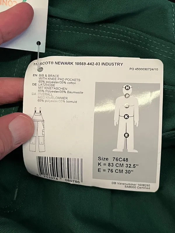 Mascot Newark Overalls Mens C48 33x30 Green Workwear Bib Knee Pad 10569-442-03 - Image 11