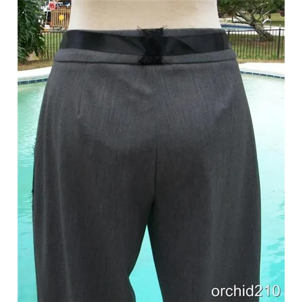 Cache Black Lace Satin Self Belt Gray Bi Stretch Crop Pant New $118 NWT Size 8 - Image 11