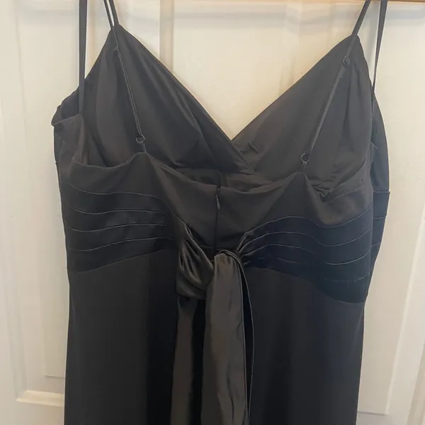 Worthington Black Empire Waist Evening Gown Satin Trim Formal Dress Womens 14 - Image 6