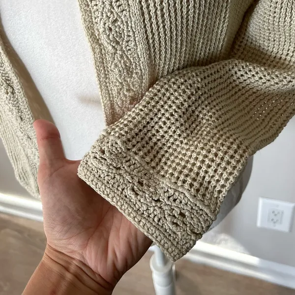 Tory Burch Tan Crochet Open Cardigan Sweater Size XS - Image 7