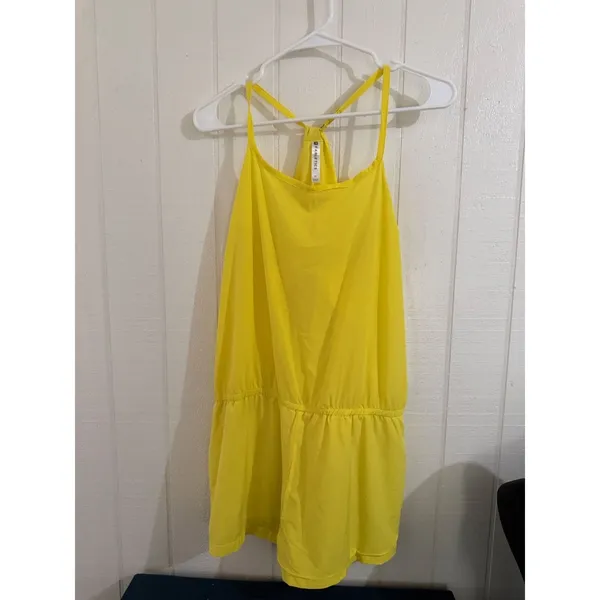 Fabletics Womens Yellow Racerback Active Romper Size Medium Sleeveless Sporty - Image 3