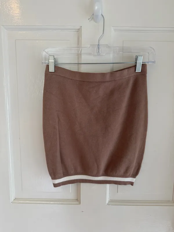 superdown Bonnie Varsity Skirt Set in Toast | Size S - Image 7