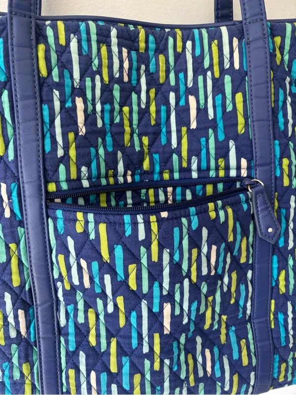 Vera Bradley Trimmed Laptop Tote Katalina Showers Blue Green Shoulder Bag Travel - Image 7