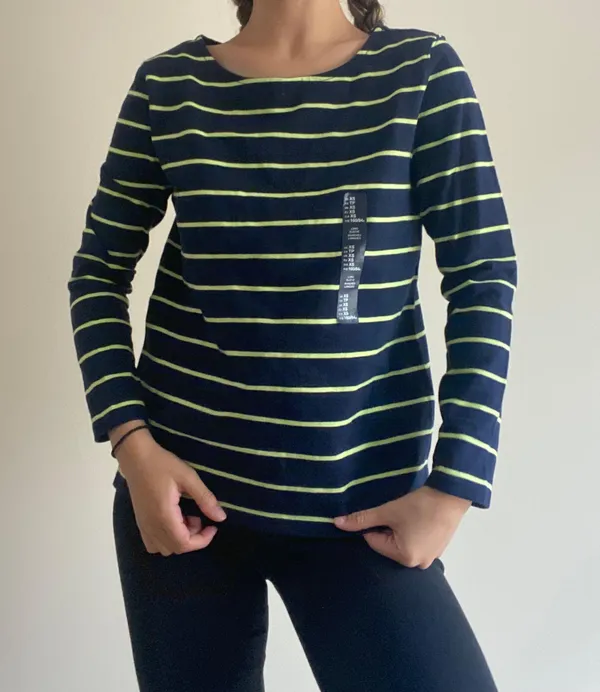 Gap Navy Green Lime Striped Shirt NWT - Image 6