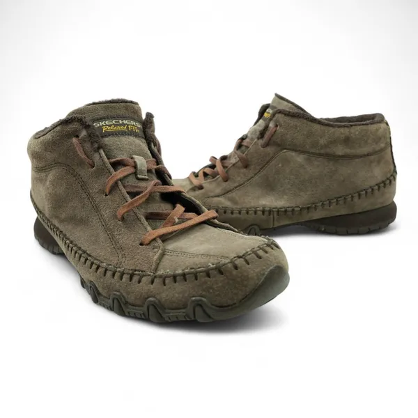 Skechers Shoes Womens 10‎ Relaxed Fit Brown Leather Faux Fur Bikers Totem Pole - Image 4