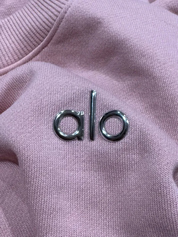 Alo Cropped Accolade Crewneck Sweatshirt Candy Heart Pink Women’s XS - Image 3