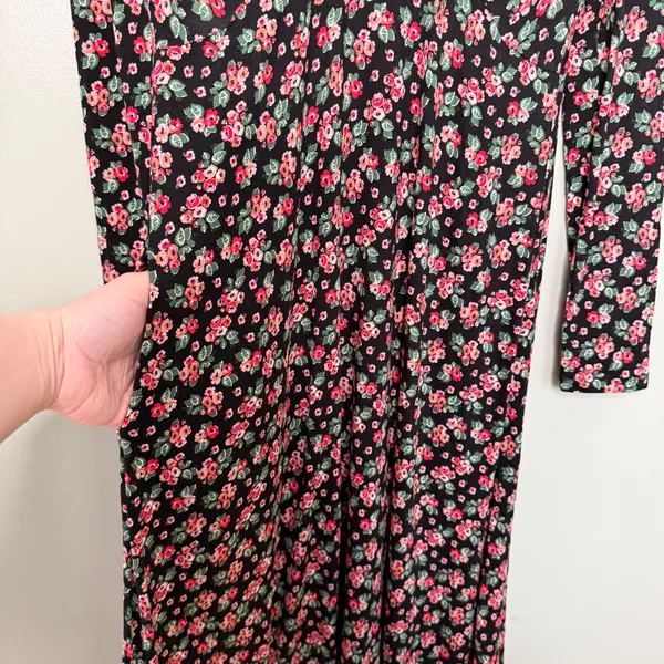 NWT Boden Women’s Jersey Tea Midi Dress Diamond Rose Floral Black Pink 6 Petite - Image 7