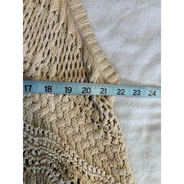 INC Beige Open Knit Shawl Neck Open Cardigan Sleeveless Size 1X Boho - Image 5