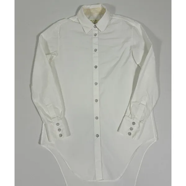 Rag & Bone White Cotton Silk High-Low Button Down Tunic Shirt Small USA - Image 8