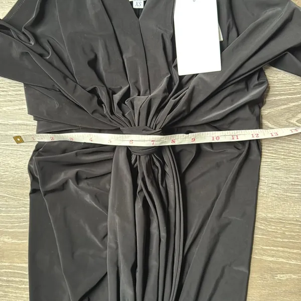 NEW MISA Los Angeles Domino Draped Mini Dress in Black XS - Image 15