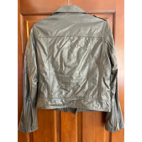 BLANK NYC Lambskin leather moto jacket olive green Medium - Image 8