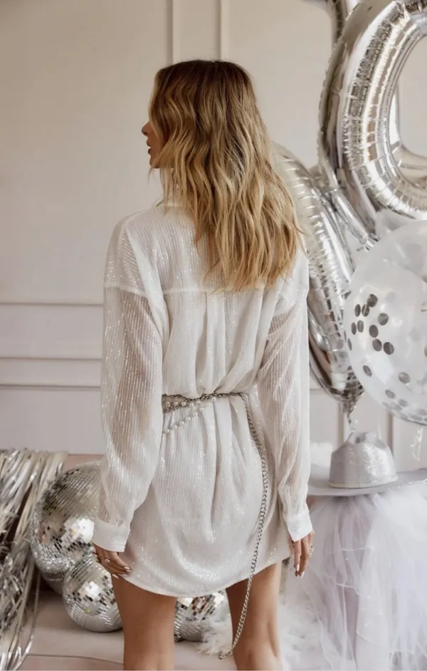 12th Tribe Unstoppable White Sequin Mini Dress  - Image 2
