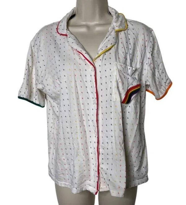 ROOM SERVICE PJS Women's Rainbow Short sleeve Pajama top only size XXS $68.00 - Image 2