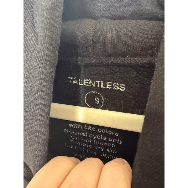 Talentless Womens Please Wash Your Hands Hoodie Black Graphic Sweatshirt Small - Image 4