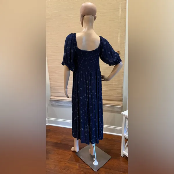 True Craft Navy & White Midi Dress With Slit - Image 3