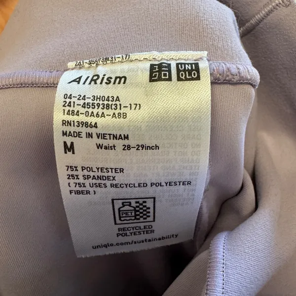 Uniqlo AIRism UV Protection Soft Pocket Leggings Purple Lilac Medium Athleisure - Image 8