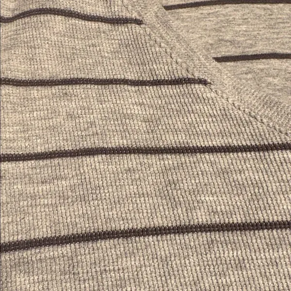 J. Jill women’s ribbed textured V neck tunic top gray patch pockets striped Sz L - Image 9