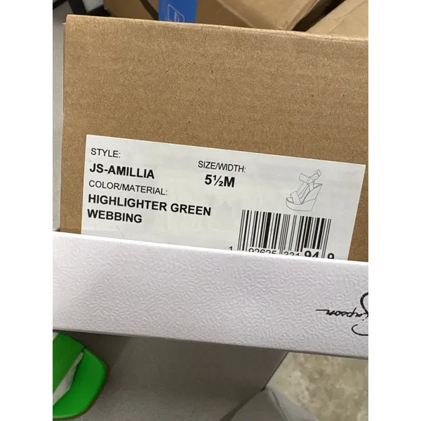 NIB Jessica Simpson 5.5 Highlighter Green Webbing Amillia Platform Wedge Sandals - Image 5
