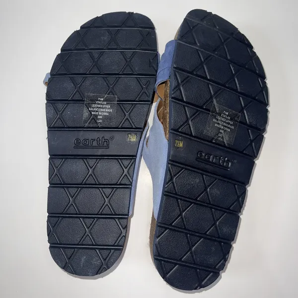 Earth Atlas Slide Sandals Women's 7.5M Blue Leather Comfort Footbed Arch Support - Image 11