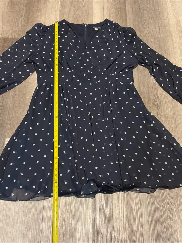 Tommy Hilfiger Women's Navy Polka Dot Long-Sleeve chiffon midi Dress size 14 - Image 8
