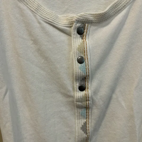Free People White Button Down Henley Top - Image 4