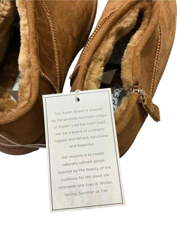 ASPEN Mini Side-Zip Faux Shearling Boots 7 Chestnut $49 Retail NEW - Image 9