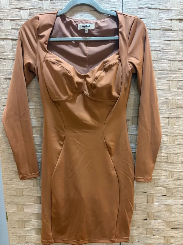 NWOT POPILUSH Thermal Shapewear Long Sleeve Sweetheart Mini Dress Size XS - Image 7