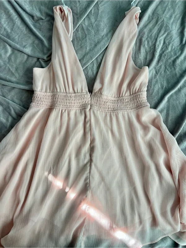 Love Tree Pale Pink Deep V Chiffon High-Low Dress - Image 2