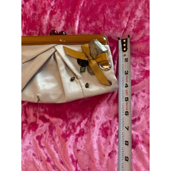 Simply Vera Wang Clutch Tan Gold Embellished Purse Formal Going Out - Image 7
