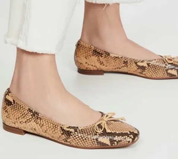 Jillie Snakeskin Print Ballet Flats - Image 3
