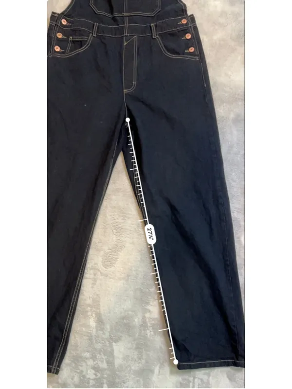 Women's Free People Dark Blue Denim Overalls Size LARGE - Image 9