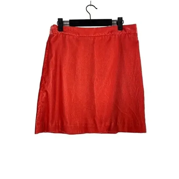 J.Crew Soft Velvet Mini Skirt Lined Lightweight Zip Up Back 4 Coral Orange Shade - Image 12