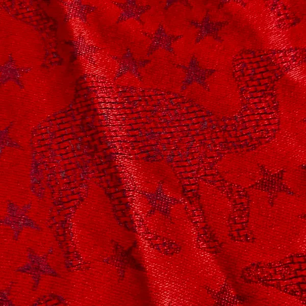 100% Cashmere Red Black Elephant Shawl Oversized Fringe Scarf Wrap - Image 6