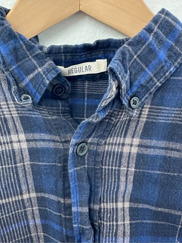 Cropped Blue Plaid Button - Image 3