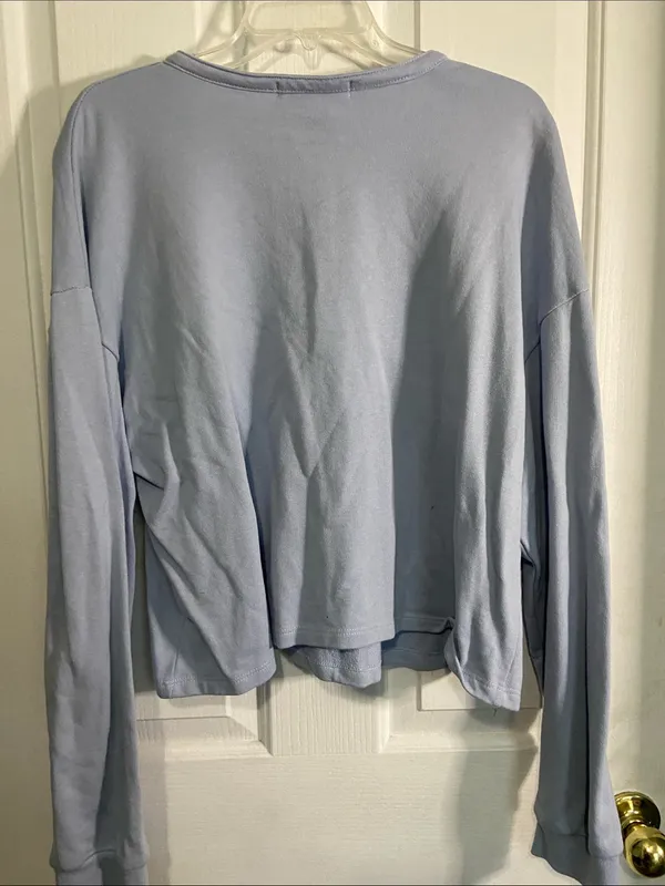 Cute & Paste 'Be Happy' Light Blue Henley Sweatshirt Size undefined - Image 4