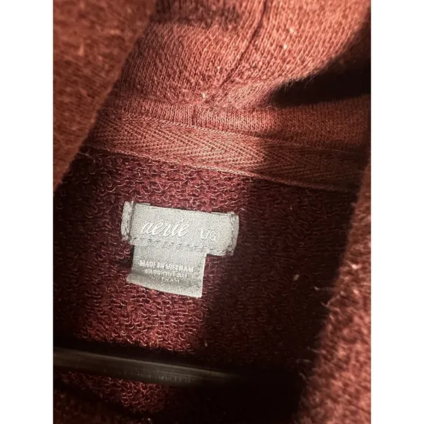 Aerie Oversized Turtleneck Sweatshirt Burgundy Maroon High Low‎ Fleece Large - Image 3