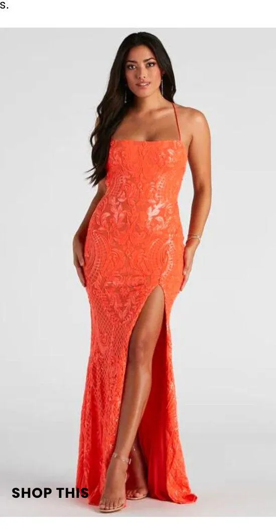 Bright orange Windsor prom dress - Image 2