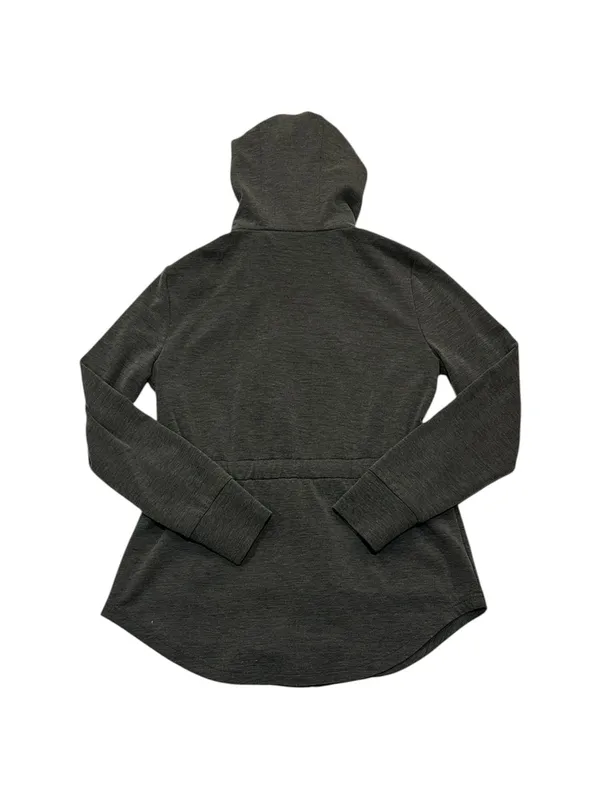 White House Black Market Grey Heather Drawstring Full Zip Hooded Athletic Jacket - Image 2