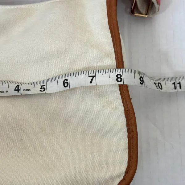 AhDorned Cream Canvas Crossbody Bag Embroidered Strap Boho - Image 5
