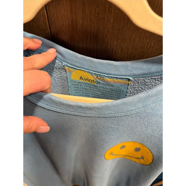 Aviator Nation Smiley 2 Relaxed Sweatshirt in Ocean blue women's xxl - Image 3