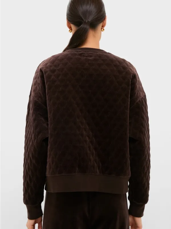 TUCKERNUCK Chocolate Brown Velour Bennett Pullover Size Large - Image 4