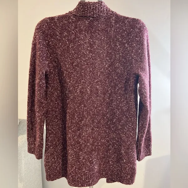 L.L. Bean Women's Burgundy Open-Front Cardigan - Image 10