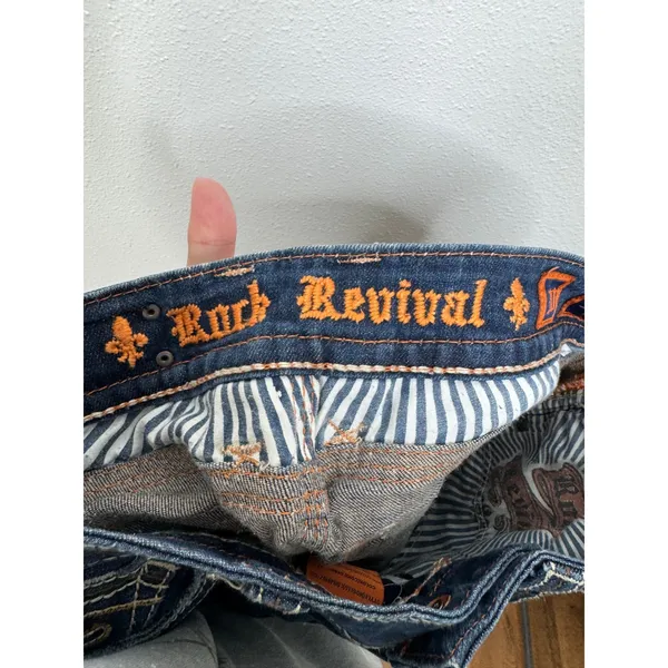 Rock Revival Debbie Bootcut Jeans Dark Wash Embroidered‎ Flap Pocket Size 30 - Image 5