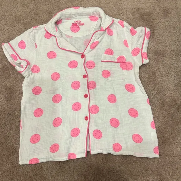 Sassy Shortcake Smiley Dreams Pink Preppy Cotton Pajama Set size medium - Image 3