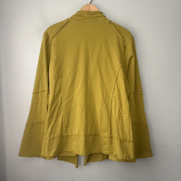 Habitat Knit Cardigan Size XL Chartreuse Green Open Front Artsy Lagenlook Boho - Image 5