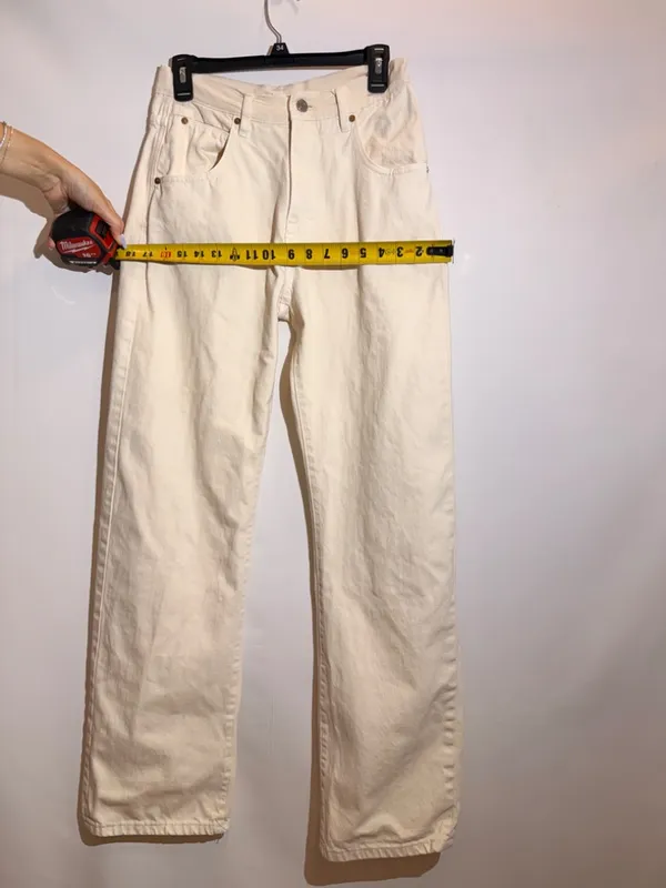 Habitual Ivory High Rise Wide Leg Straight Jeans Cream Denim Pants 27 US 4 - Image 4