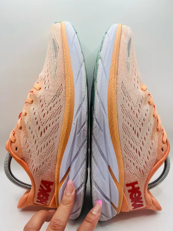 Hoka One One Clifton 8 Womens Size 9.5B Running Shoes Sneakers Cantaloupe Orange - Image 4