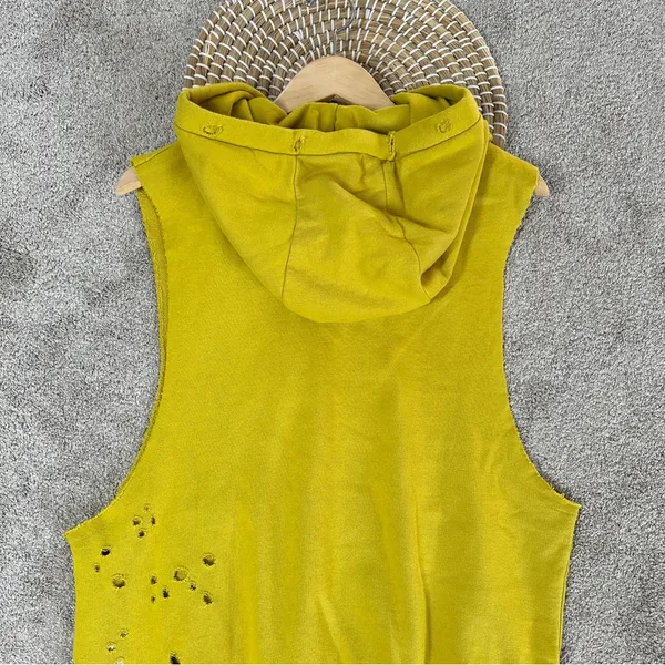 Niyama Sol Women’s Sleeveless Destroyed Hoodie Pullover in Chartreuse Yellow XL - Image 7