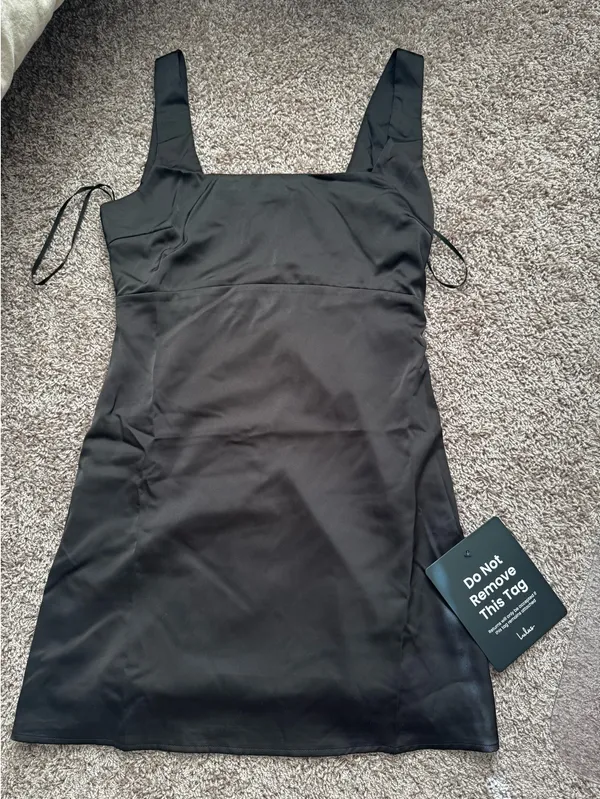 Lulus Black Satin Mini Dress - Image 2